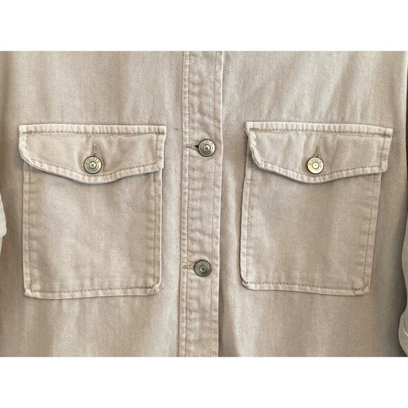H&M Divided Loose Fit Denim Shacket Jacket Women Size XS Cream Button Front - Picture 4 of 10
